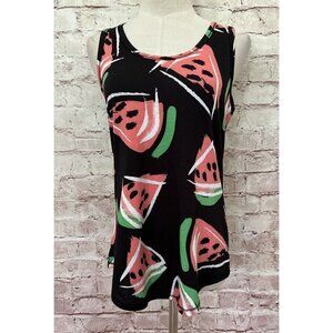 LuLaRoe Tank Top Watermelon Print Black Pink Green Stretch Knit Size Small NEW